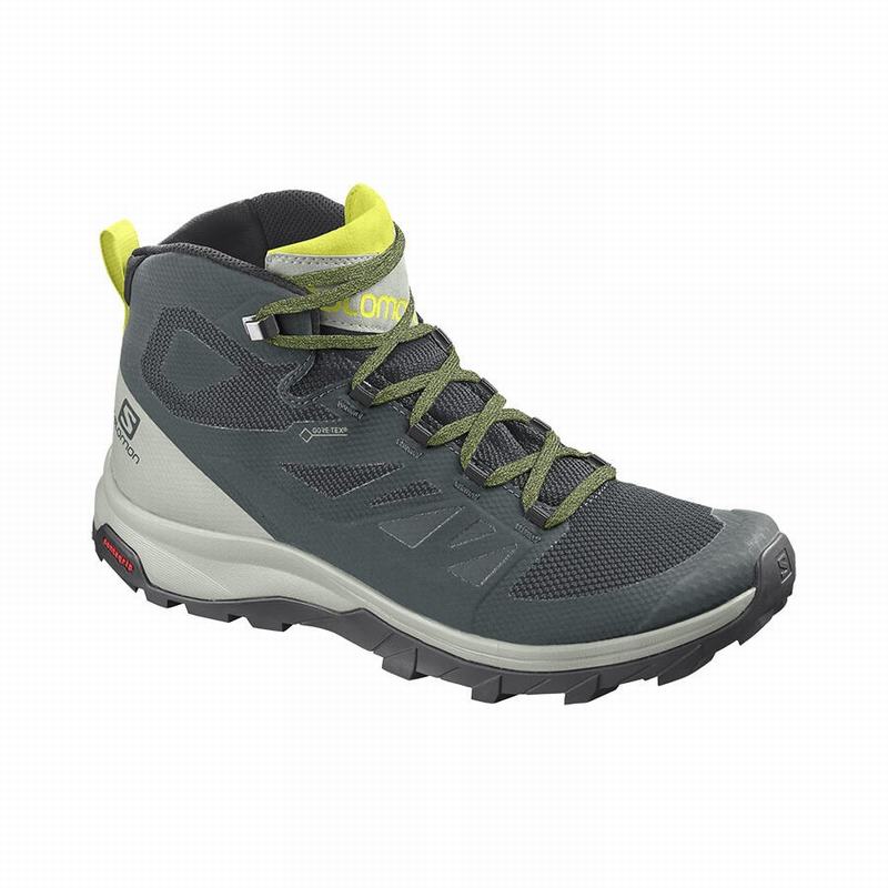 Salomon OUTLINE MID GORE-TEX Botas De Montaña Hombre - Verde / Gris - Colombia (83102-GZPV)